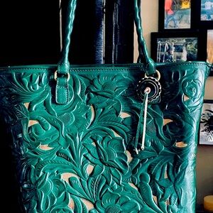 Patricia Nash Green Embossed Tote